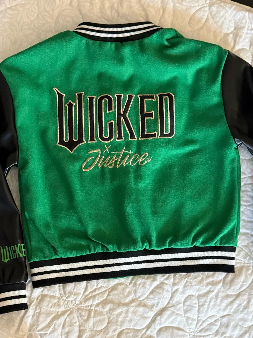 Justice Green and Black Varsity Jacket